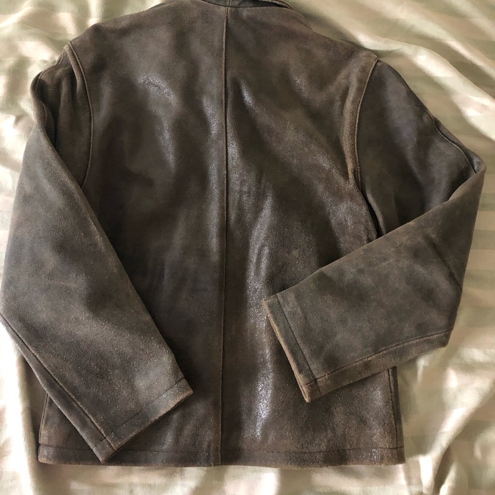 Vintage Medium Leather Jacket, brown oiled leather, Panther Noir - Picture 4 of 10